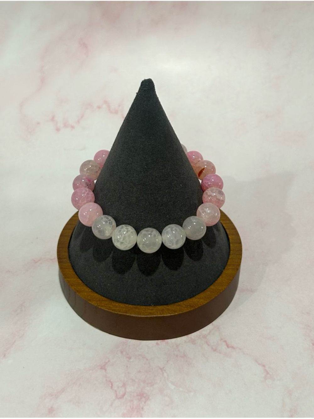 Pink Dragon Agate Beaded Stretch Bracelet